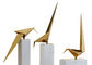 Polished Stainless Steel Origami Crane Sculpture For Interior Decoration
