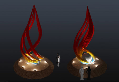 Neueste Unternehmensnachrichten über Metallskulptur-Projekt der Flamme auf saudisches Arabisch