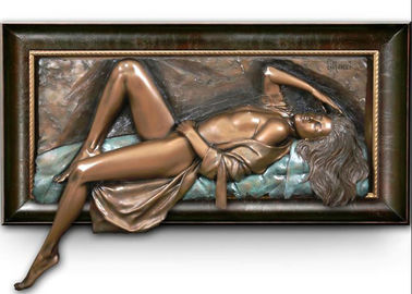 Woman Relaxing Bronze Relief Sculpture Decorative OEM / ODM Acceptable