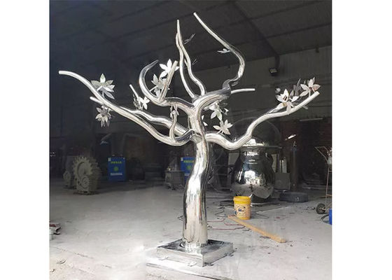 Ein guter Preis. Entwurfs-Zusammenfassungs-Metallspiegel-Edelstahl-Baum-Skulptur im Freien Online