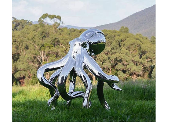 Ein guter Preis. Zeitgenössische Spiegel-Edelstahl-Kraken-Skulptur mit Größe 180cm in der Höhe Online