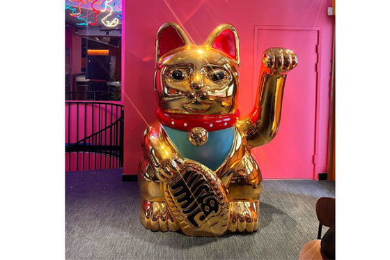 Ein guter Preis. Großes Fiberglas-im Freien Tierskulptur-Gold Lucky Cat Statue Online