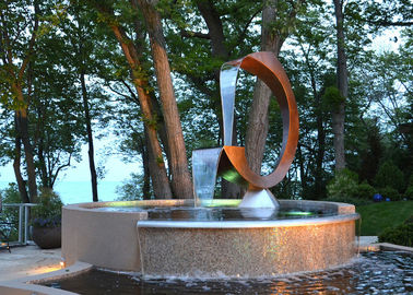 Ein guter Preis. Zeitgenössische Corten Stahlform des wasser-Eigenschafts-Brunnen-C für im Freien Online