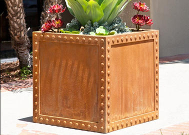 Commercial Corten Steel Planter Pots For Yard / Garden Corrosion Stability