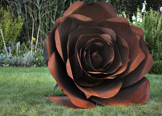 Ein guter Preis. Stahlskulptur Rosen-Blume Corten, verrostete Metallgarten-Skulpturen Online