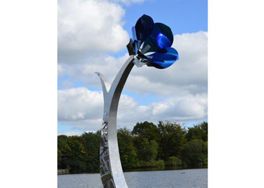 Ein guter Preis. Garten-Dekor-blauer Farbmetallblumen-Skulptur-Edelstahl gemaltes Ende Online