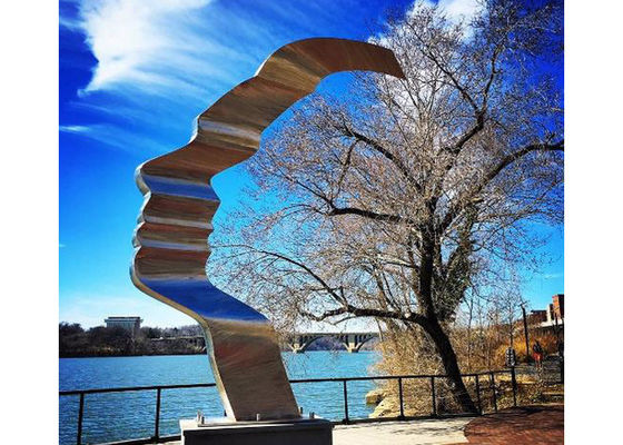 Ein guter Preis. Abstraktes Edelstahl-Skulptur-Künstler-Gesichts-Skulptur-mattes Finish im Freien Online