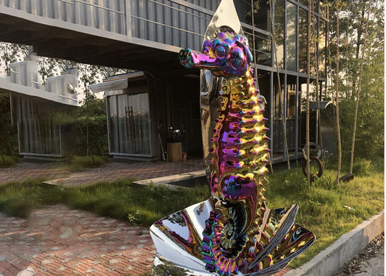 Ein guter Preis. Großer lebensechter Seahorse-Skulptur-Edelstahl auf Shell für im Freien Online