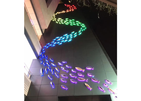 Ein guter Preis. Dekorative Edelstahl-Beleuchtungs-Metallfisch-Skulptur im Freien Online