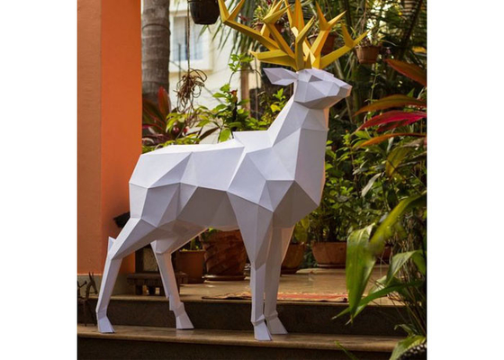 Weiß und Goldgarten-Dekorations-Rotwild-Fiberglas-Skulptur im Freien malten