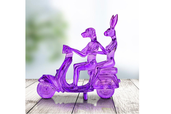 Ein guter Preis. Fiberglas-Skulptur zeitgenössischer Garten-Art Transparent Resin Rabbit Dogs im Freien Online