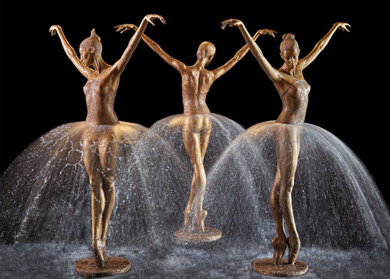 Garten-Dekorations-im Freien Bronzeballerina-Wasser-Brunnen mit Höhe der Größen-180cm