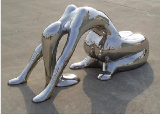 Ein guter Preis. Moderne Metallkunst Edelstahl Yoga-Lady-Skulptur poliert Online