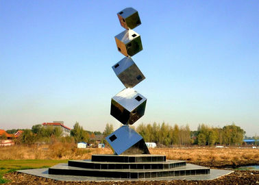 Ein guter Preis. Großer Poliergarten gestaltet Metall, Würfel-Turm-Edelstahl-Kunst-Skulpturen Online