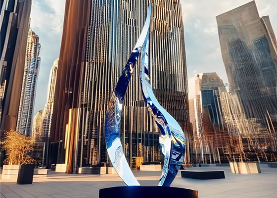 Abstrakte Kunst im Freien Metallskulptur Edelstahl Spiegel Poliertes Metall Handwerk