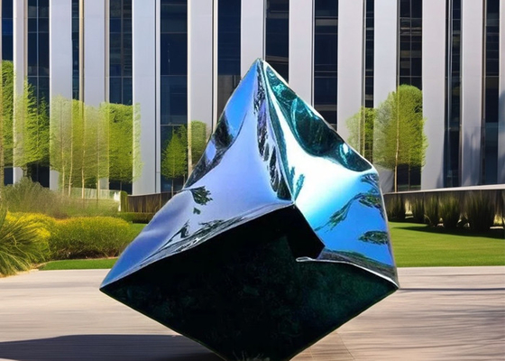 Großes Außengarten Dekor Moderne Kunst Metall Abstrakte Statue Würfel Edelstahl Skulptur