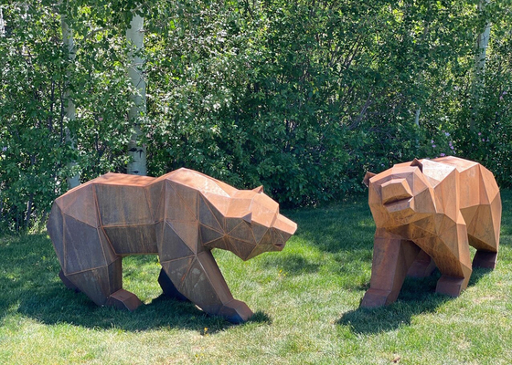 Ein guter Preis. Gemachte Gartendekorations Corten Stahl Geometrie Bärenskulptur Online