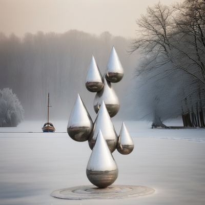 Moderne Edelstahl-Skulpturen Spiegel Polster Wassertropfen Design Innen-Außen-Anpassung Schweißen Metall Ornamente