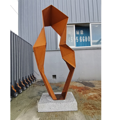 Abstrakt Geometrische 120cm Höhe Korten Stahl Wetterung Skulptur mit rostiger Oberfläche