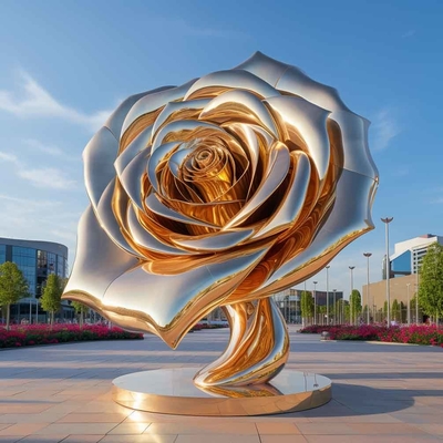 Ein guter Preis. Metallskulpturenhersteller Spiegel Gold Edelstahl Rose-Skulpturen Online