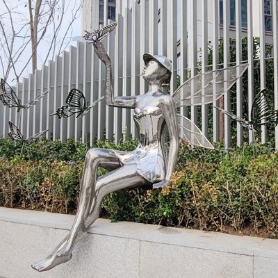 Ein guter Preis. Große Edelstahlfigur Außen modernes Metall Fee Lady Skulptur Online