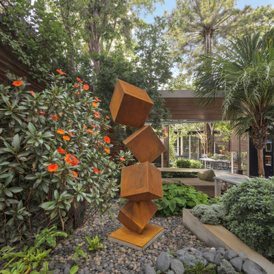 Ein guter Preis. Moderner Garten im Freien Würfel Turm Skulpturen Rostige Abstrakte Corten Stahl Metall Schweißtechnik Online
