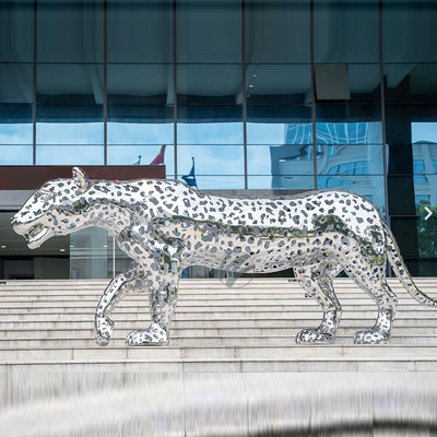 Außenplatz oder Villa Dekoration Leopardenskulptur aus Edelstahl