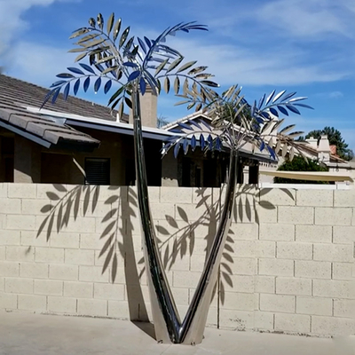 Spiegel polierte Baumskulptur Palmenbaum Edelstahl Gartenmerkmal