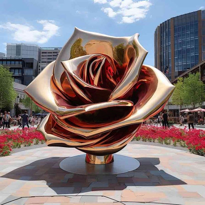 Einzigartige Geschenkidee Elegante Edelstahl Rose Skulptur Garten Kunst Skulptur