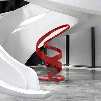 Rote Lack-Abstrakte Edelstahlskulptur - Moderne Kunststatue für Büro, Hotel & Luxusdekoration