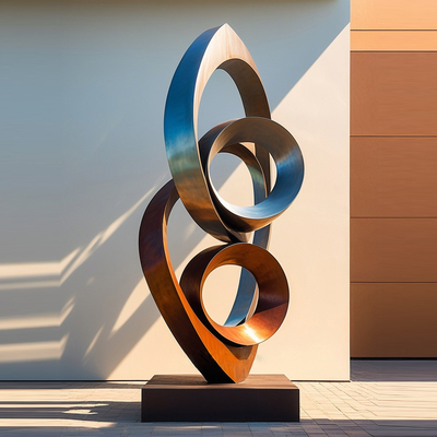 Dekoration Rost Stahl kombinieren mit Edelstahl Kreis Skulptur