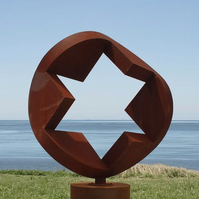 Ein guter Preis. Individuelle geometrische Sternskulptur aus wetterfestem Stahl für den Außenbereich vom professionellen Skulpturenhersteller Online