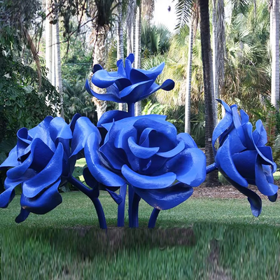 Große moderne Garten-Dekorative öffentliche Kunst lackierte Edelstahl Blume Rose Skulptur