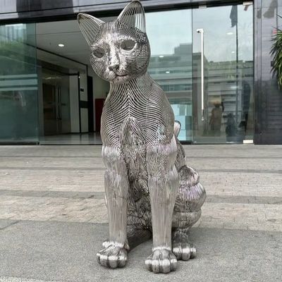 Ein guter Preis. Modern Art Cat Animal Decorative Metal Stainless Steel Sculpture Outdoor Large Statue Factory Online