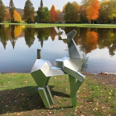 Ein guter Preis. Geometrische Hirschstatue im Freien Moderne Edelstahl Garten Kunstschmuck Online
