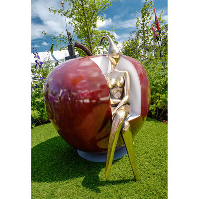 “Contemplation” – Bronze Figure on Powder-Coated Apple Chair