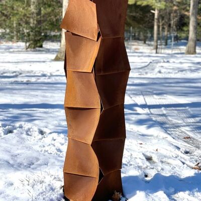 Geschweißte Wetterung Stahl Kubus Skulptur Corten Stahl Außengarten Landschaftsgestaltung Abstrakte Kunst Skulptur