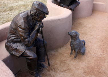 Ein guter Preis. Alter Mann und Hundebronzestatue für Hausgarten-Öffentlichkeits-Dekoration Online