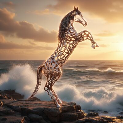 Ein guter Preis. Individuelle abstrakte Metallpferdeskulptur für den Garten – Outdoor-Kunststatue aus Edelstahl Online