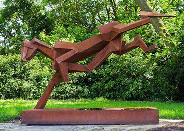 Ein guter Preis. Allgemeiner Kunst-Luxusedelstahl-Skulptur im Freien mit Corten-Stahl-Basis Online