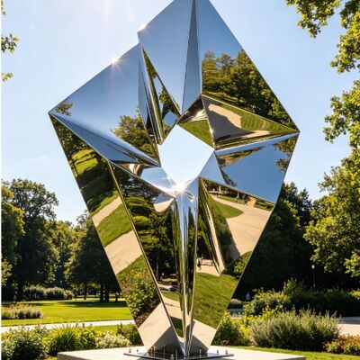 Ein guter Preis. Original Design Unregelmäßig Geometrisch Moderne Kunst Abstrakt Dekorativ Metall Edelstahl Skulptur Individual Statue Außenmetall Skulptur Landschaftsgestaltung Online