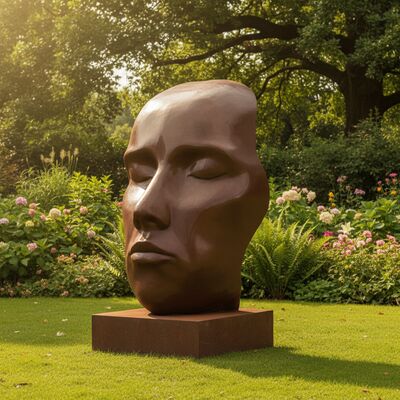 Ein guter Preis. Moderne große Außengartendekoration Abstraktes menschliches Gesicht Bronzeskulptur Antike Metallkunst Statue für Landschaftspark Hofdekoration Online
