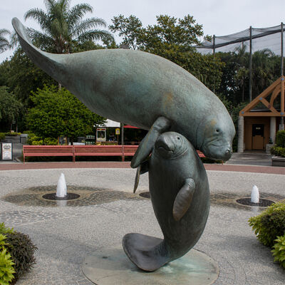 Ein guter Preis. Große Bronze Manatee Mutter und Baby Skulptur Meerestier Küstengarten Außenkunst Statue Online
