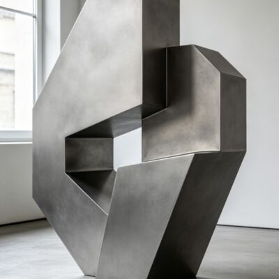 Ein guter Preis. Original Design Geometrisches Abstraktes Dekorativ Metall Edelstahl Skulptur Maßgeschneiderte Statue Außenlandschaft Online