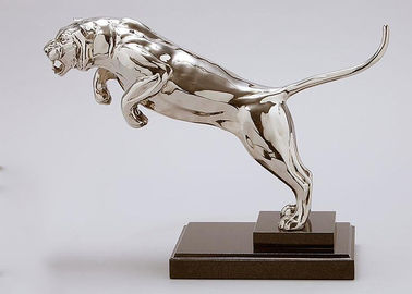 Lebensgroße Polieredelstahl-Skulptur-Metalltiger-Skulptur für allgemeine Dekoration