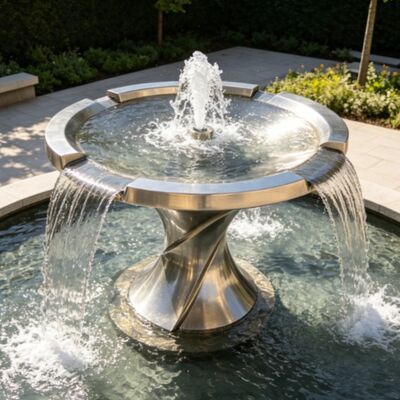 Edelstahl-Wasser-Funktion anpassbare Außen-Gartenbrunnen Skulptur für öffentliche Räume und gewerbliche Landschaftsverbesserungen