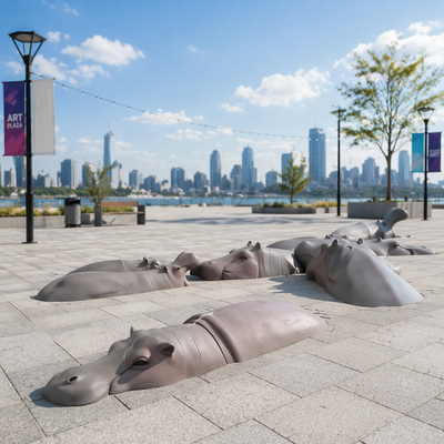 Ein guter Preis. Gemachte Outdoor-Lebensgröße Hippo-Statue Bronze Tierskulptur für Gartenpark Zoo Dekoration Metallkunst Anzeige Figur Landschaft Online