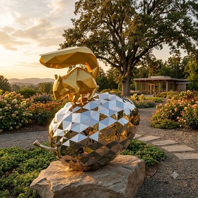 Ein guter Preis. Gartendekoration, geometrisch bemalte Eichhörnchen-Skulptur aus Edelstahl Online