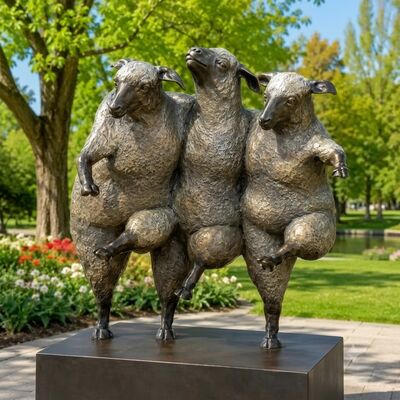 Ein guter Preis. Witzige Tanz Schafe Metall Bronzeskulptur für Außengartendekoration Online