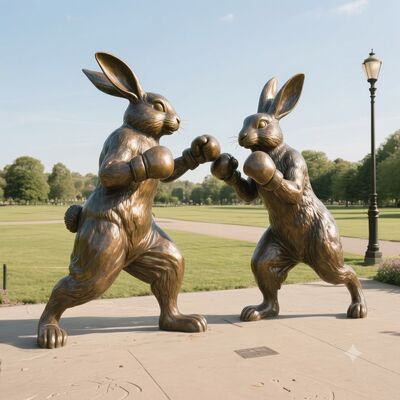 Ein guter Preis. Lebensgroße Boxhasen-Statue aus Bronze Online